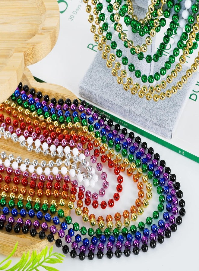 EOBOH 30PCS Mardi Gras Beads, Metallic 10 Kinds Beaded Necklace Party Favors, 33" Colorful Mardi Gras Necklace Bulk Stuff, Festival Parade Throw Accessories for Wedding Birthday Celebrations Decorations - Image 3